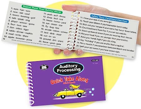 Auditory Processing Quick Take Along Mini-Book