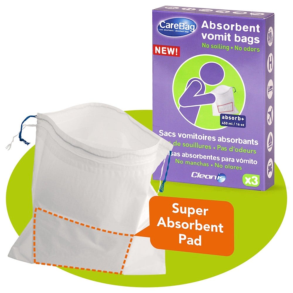 CareBag Vomit Bag with Super Absorbent Pad