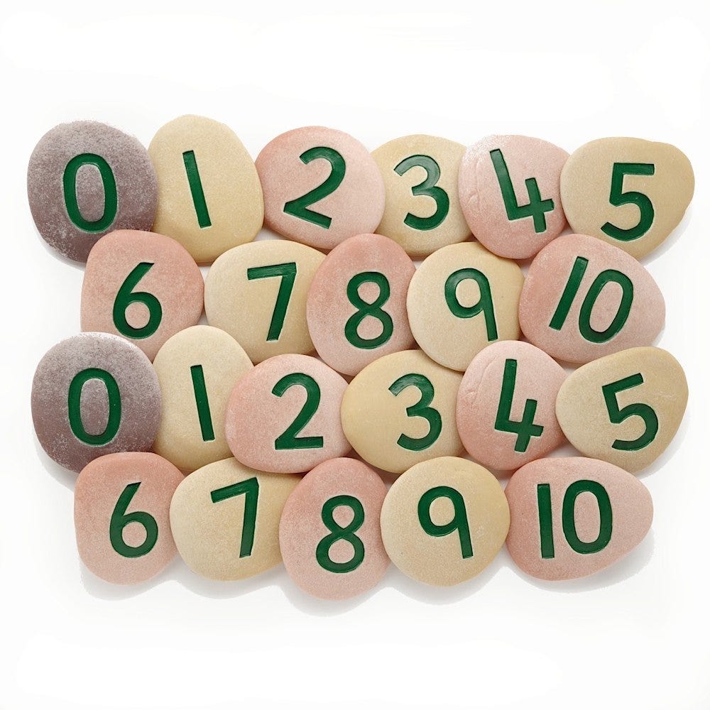 Jumbo Number Pebbles, Set of 22