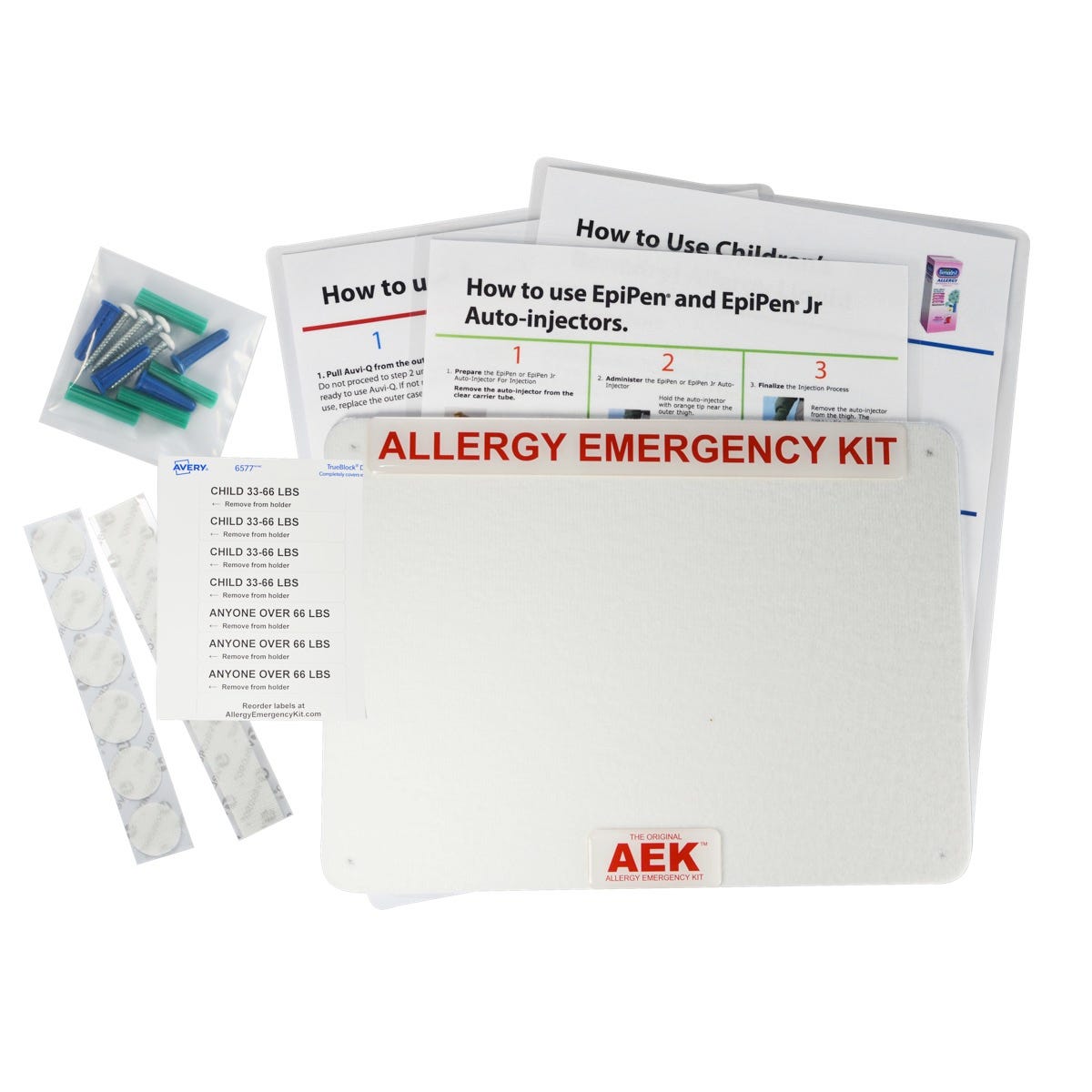 Allergy Emergency Kit Home/Classroom Emergency Panel, Holds 6 Auto-Injectors