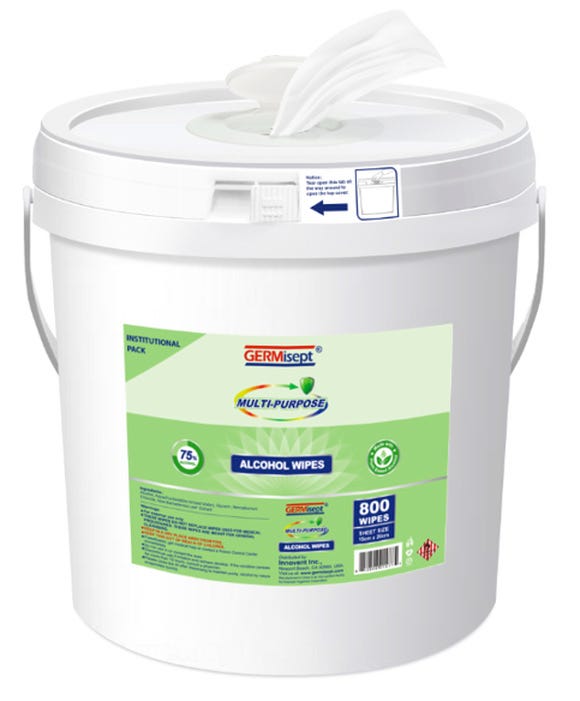 GermiSept 75% Alcohol Wipes Bucket, 800 Count