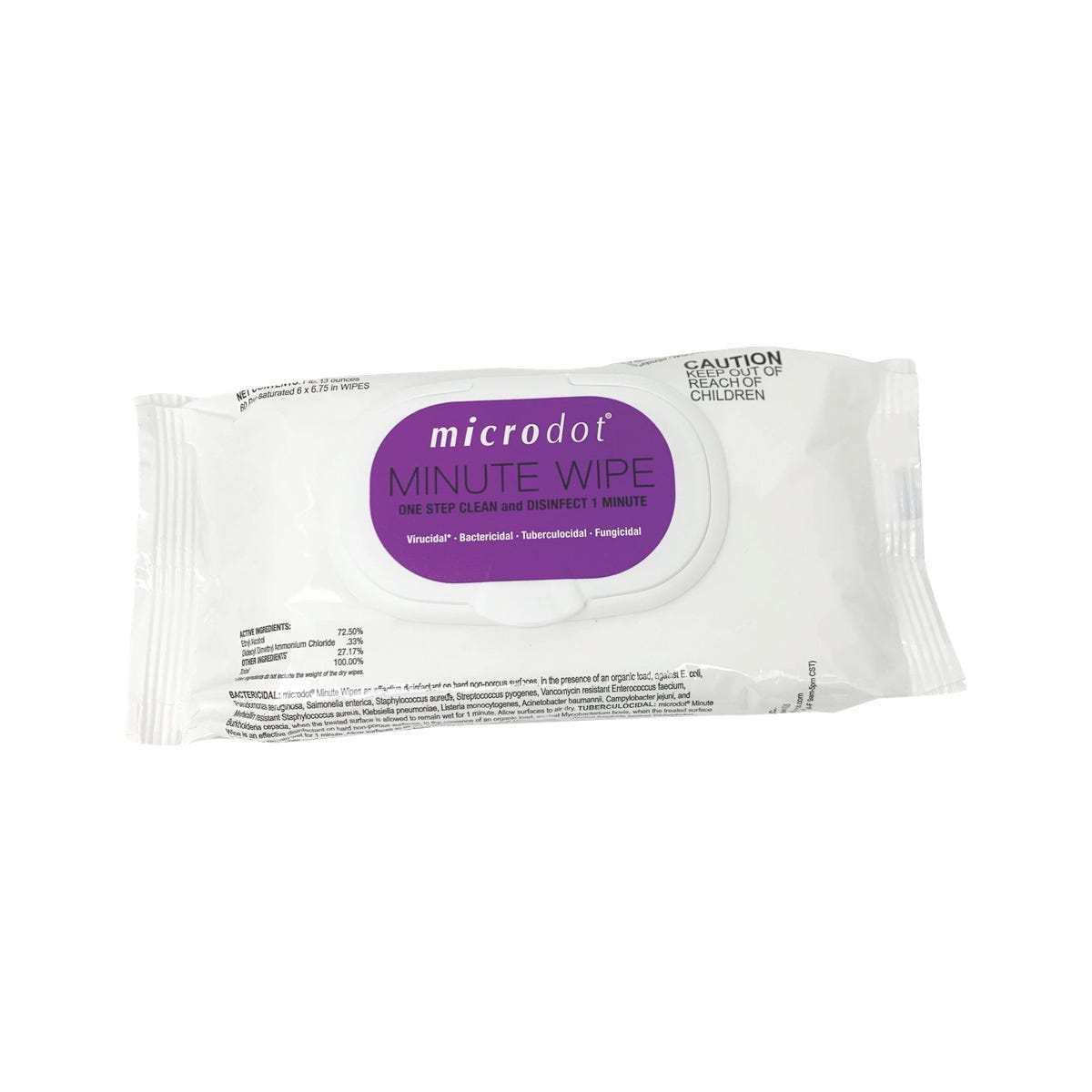 Microdot Minute Wipe Disinfectant, 60 Count Flow Pack