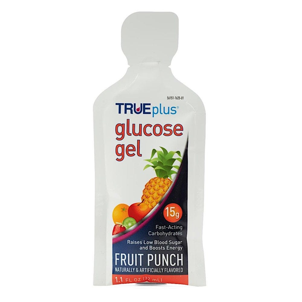 TRUEplus Glucose Gel, Fruit Punch, 6/box
