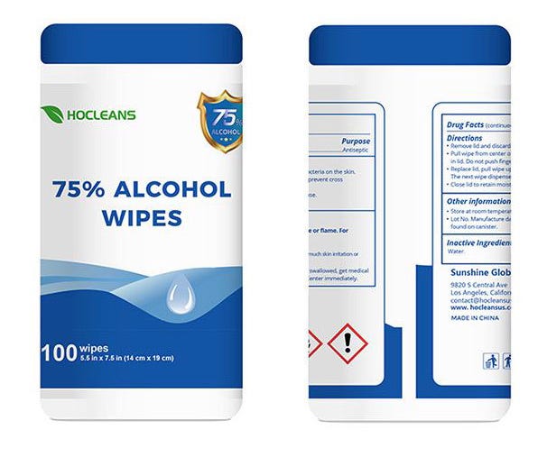 Hand Sanitizing Wipes, 75% Alcohol, 100/Can
