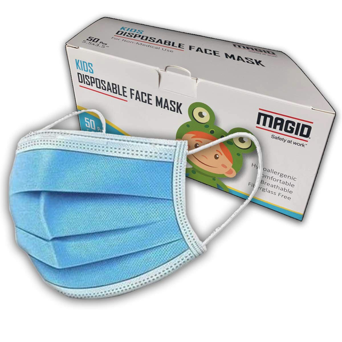3-Ply Child Face Mask, Disposable, 50/Box