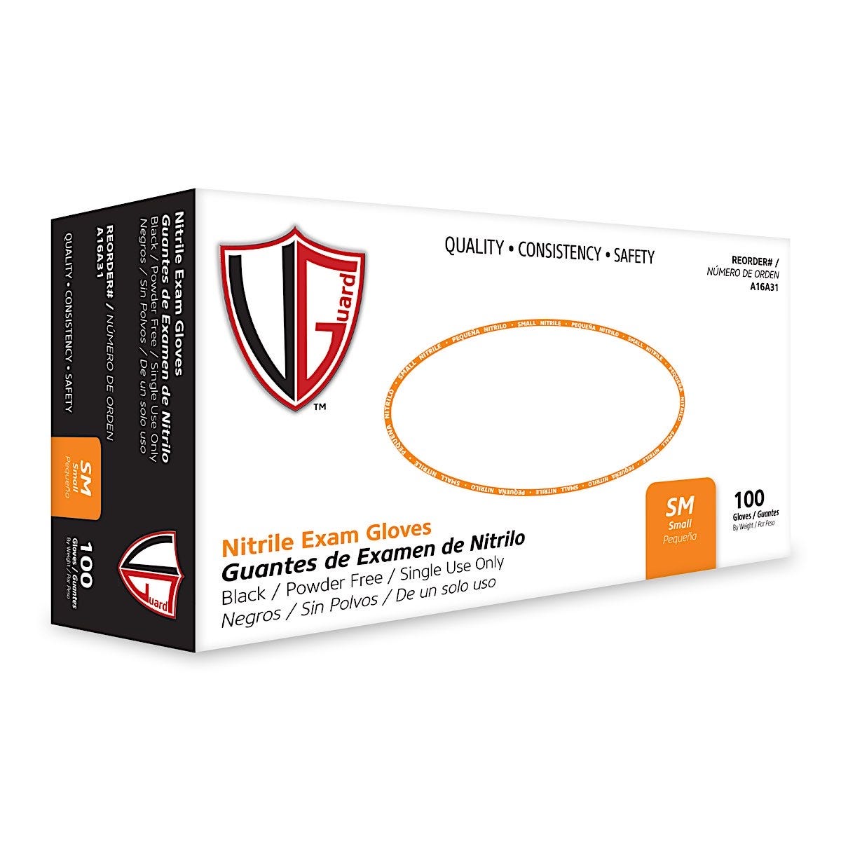 Nitrile Exam Gloves, 100/BX, 5 Mil, Black, Full Textured