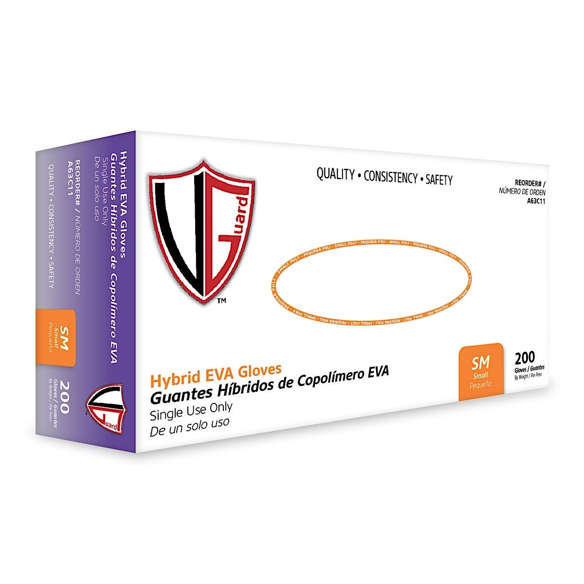 Hybrid Eva Glove, 200/BX, 4 Mil, Clear, Embossed
