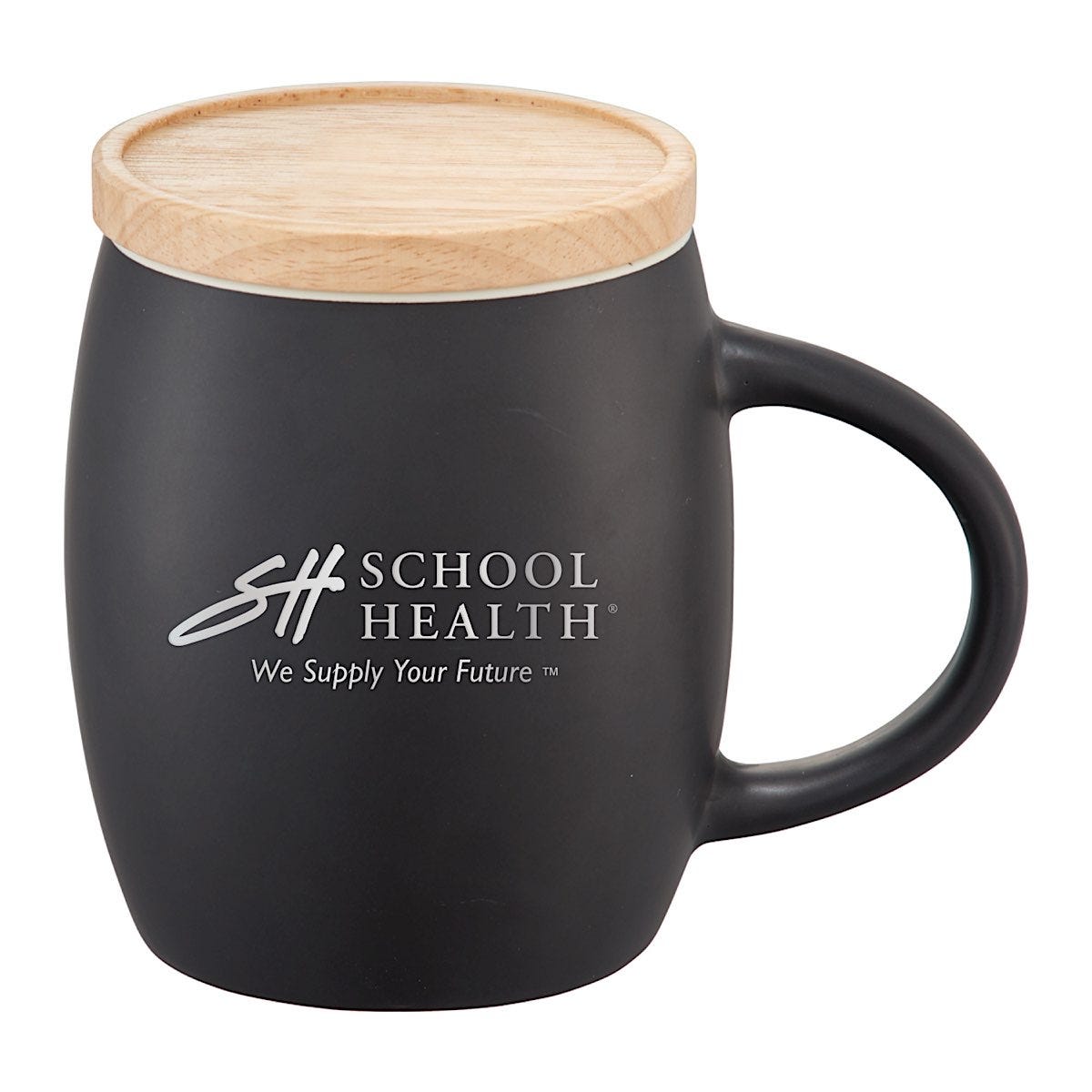 School Health Hearth Coffee Mug with Wood Lid Coaster 14 oz.