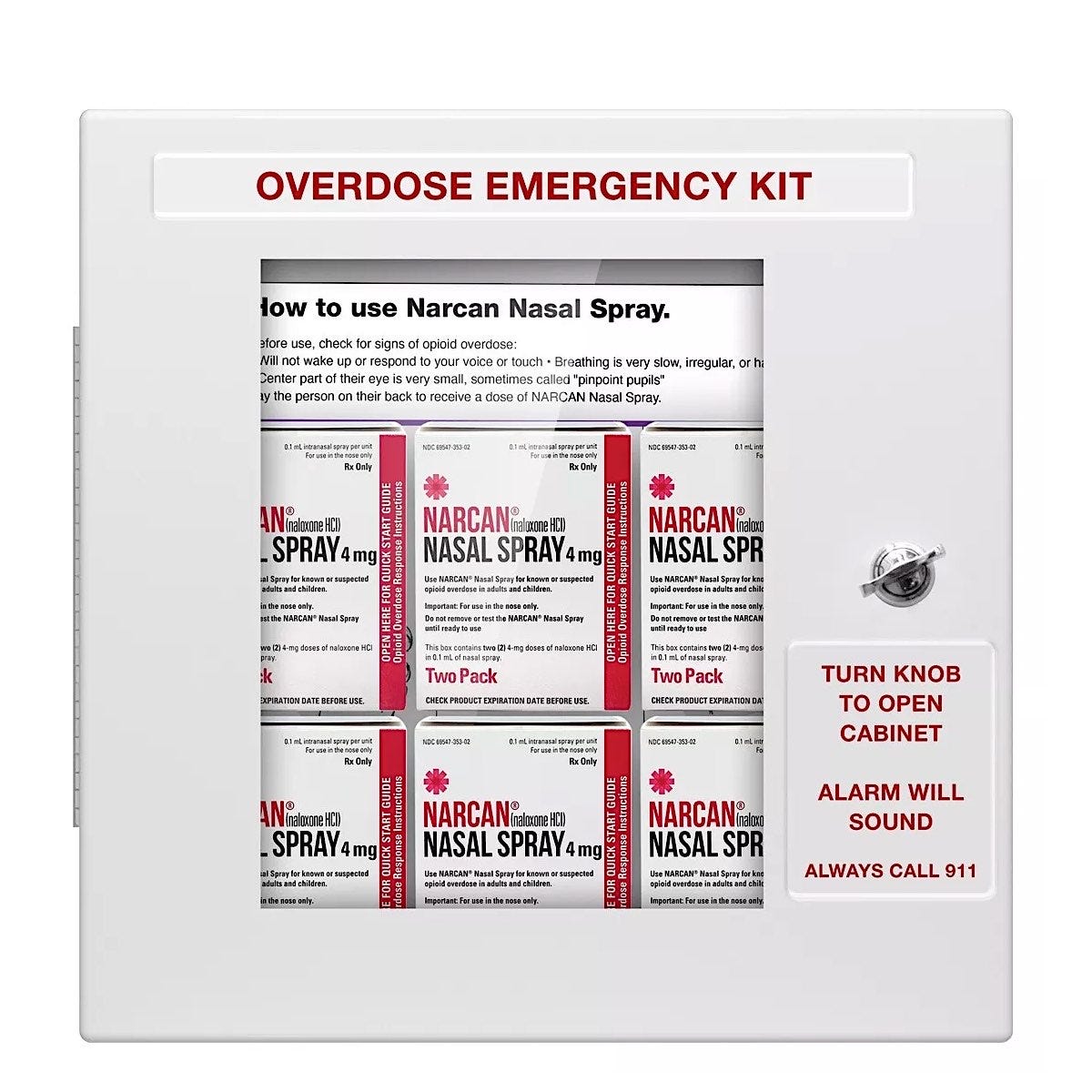 Opioid Overdose Emergency Cabinet, Non-Locking, with Alarm