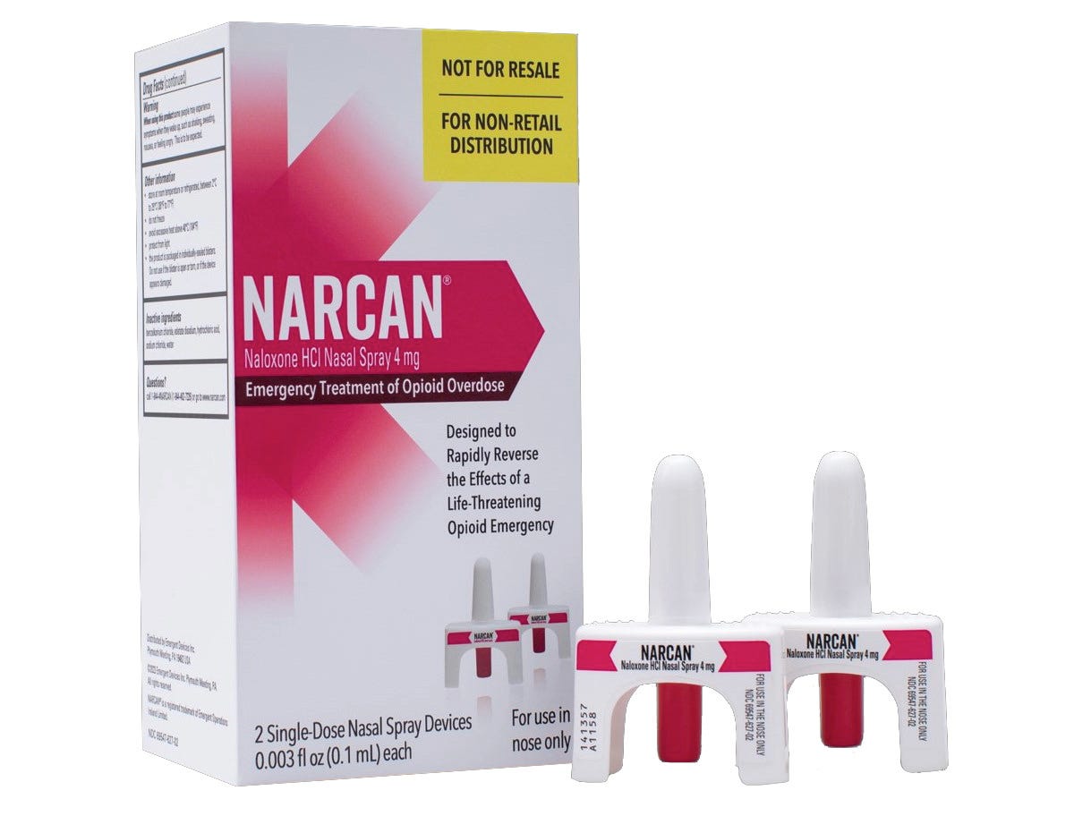 NARCAN® Naloxone HCI 4 mg Nasal Spray, 2/pack (OTC)