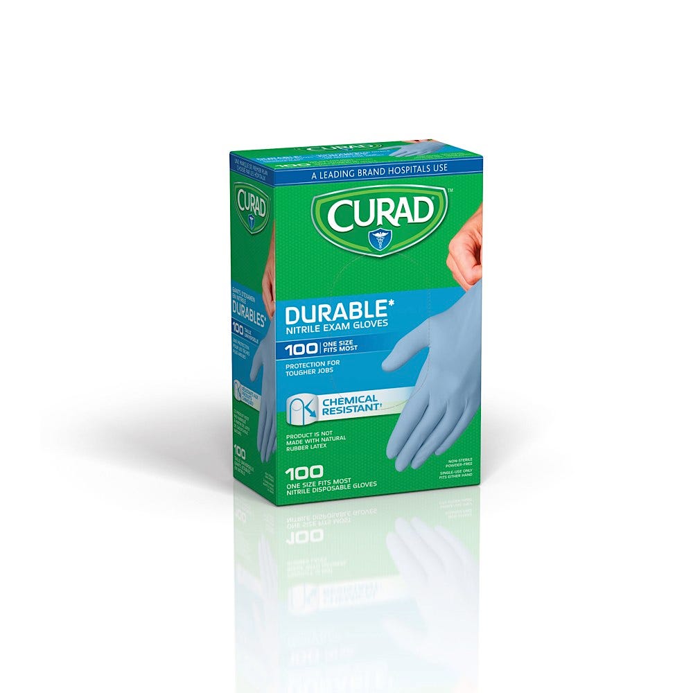 Curad Universal Nitrile Exam Gloves, 100/Box