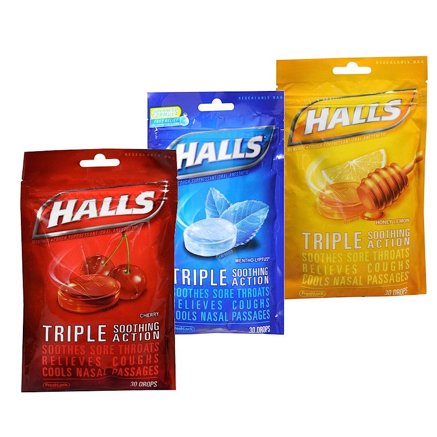 School Health Halls Defense Cough Drops Citrus 30 S