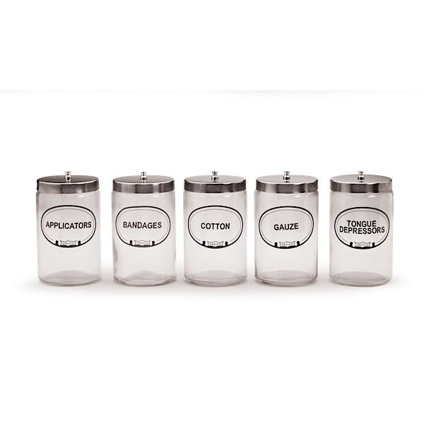Glass Sundry Jar Sets/Clear Acrylic and Stainless Steel Racks