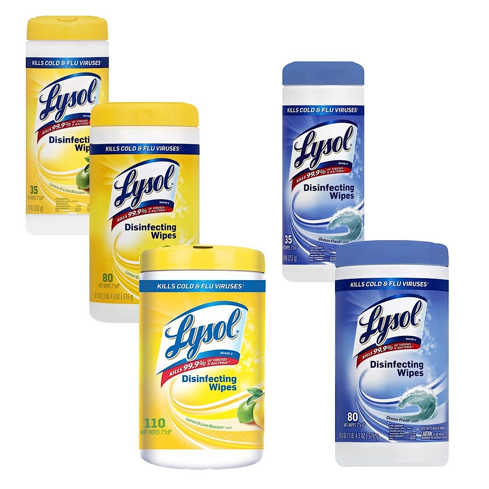 LYSOL Disinfecting Wipes - Lemon & Lime or Ocean Fresh Scent