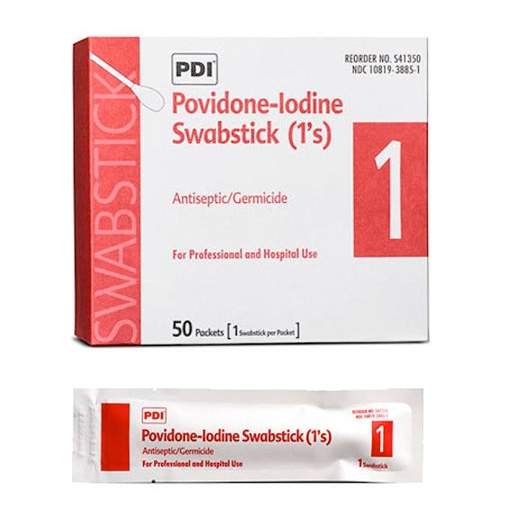 PDI Povidone Iodine Prep Swabsticks 50/Box