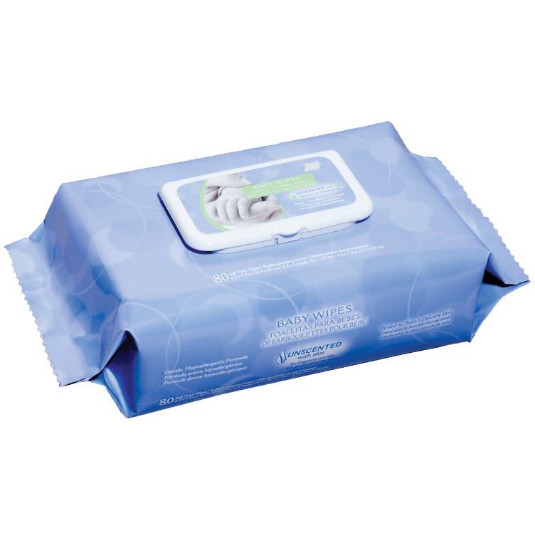 Nice'n Clean Baby Wipes, Unscented, 80/Package