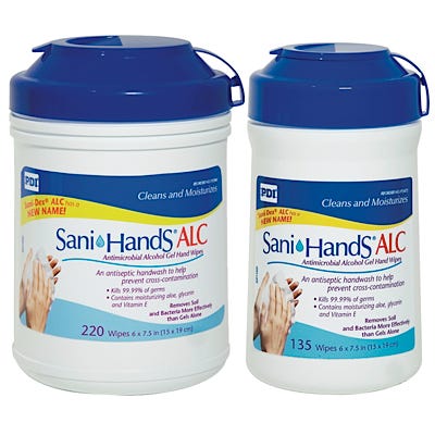 Sani-Hands ALC Antimicrobial Alcohol Gel Hand Wipes, 220/Canister