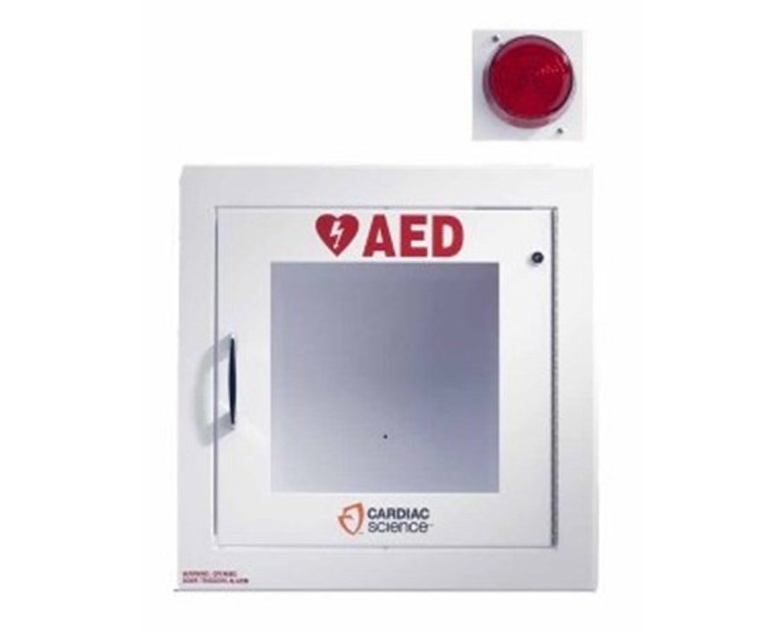ZOLL Powerheart AED Wall Cabinet with Alarm and Strobe Light, Fully Recessed (50-00400-30)