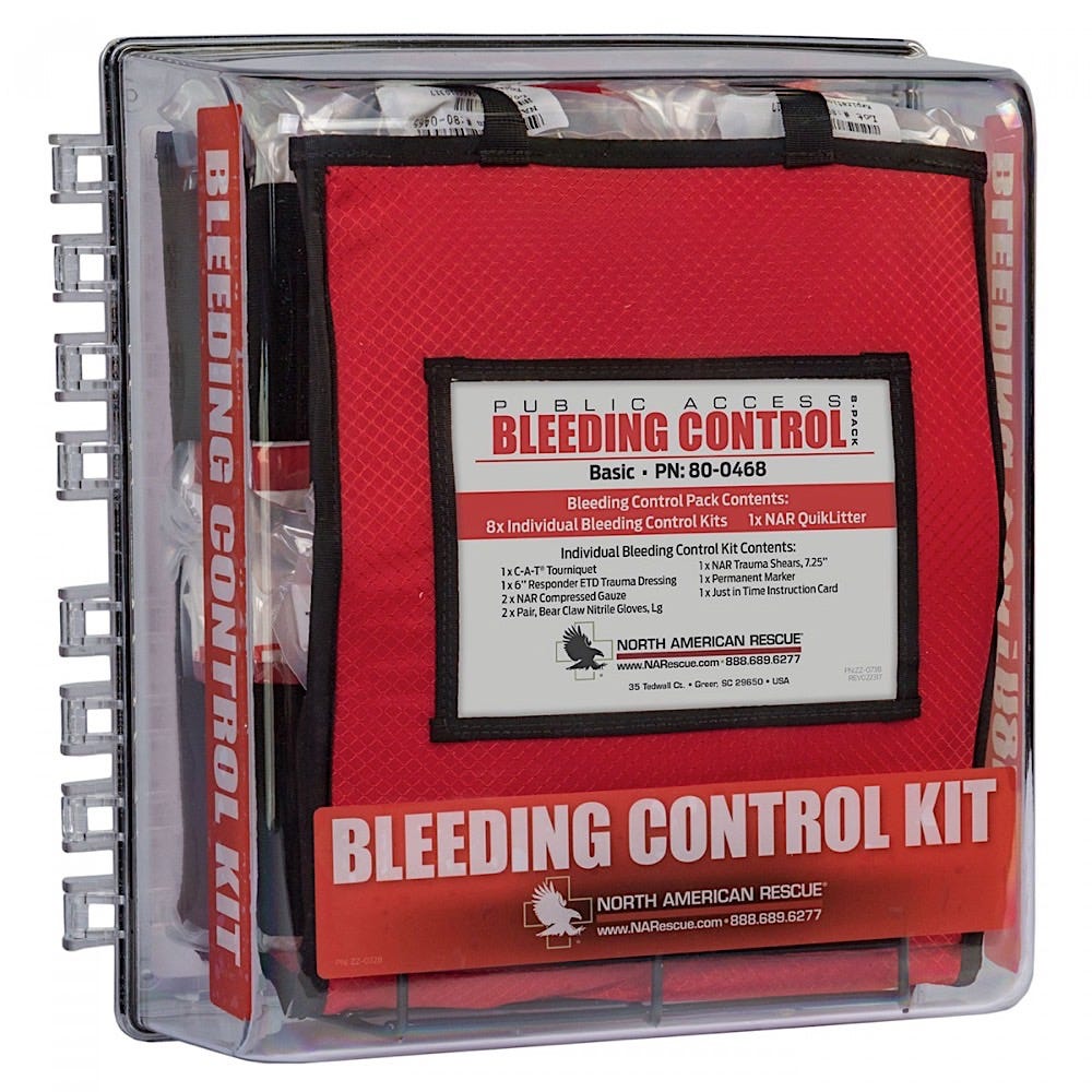 North American Rescue Public Access Bleeding Control Stations - 8-Pack Vacuum Sealed - Advanced BCD