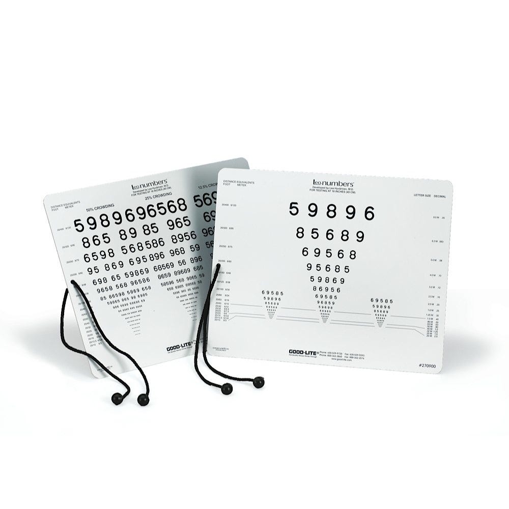 LEA Numbers Near Vision Card - 8" x 10" with Non-Stretch Measuring Cord    