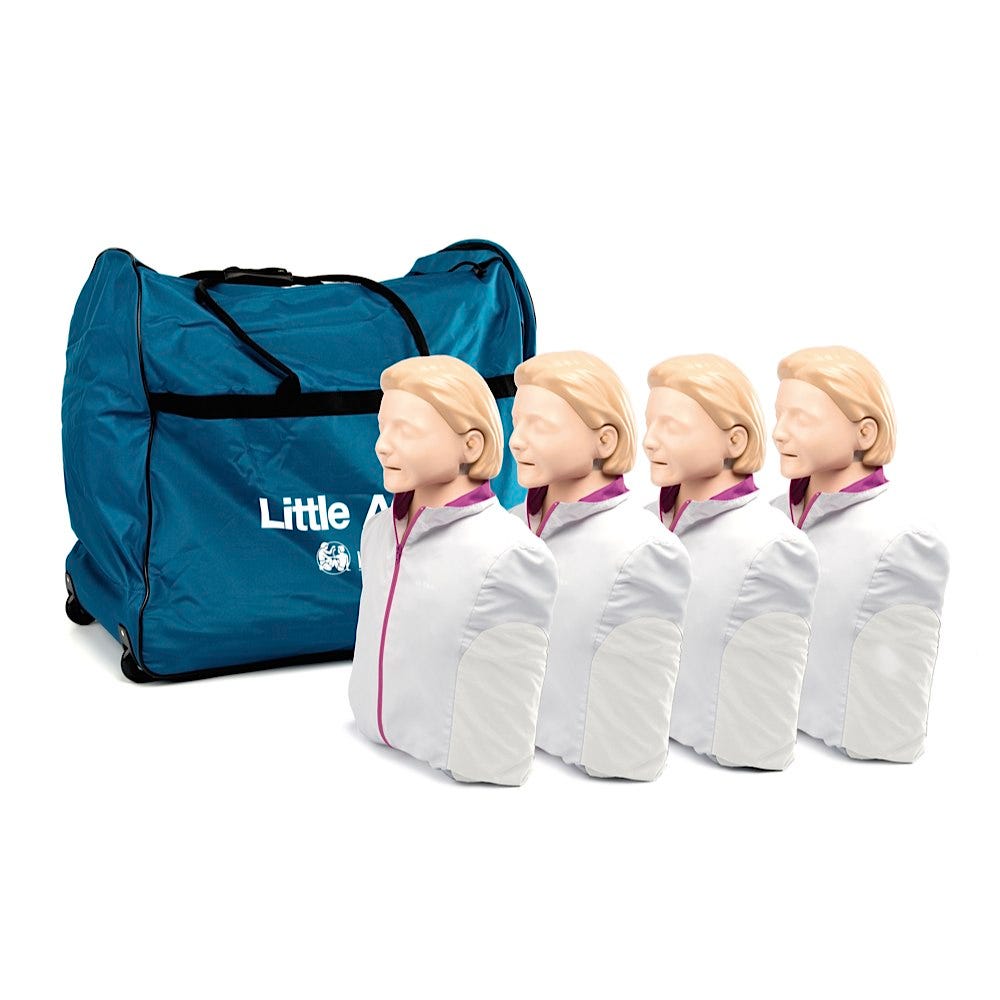 Laerdal Little Anne CPR Manikin Four-Pack - Light Skin with 24 Pack of Disposable Airways
