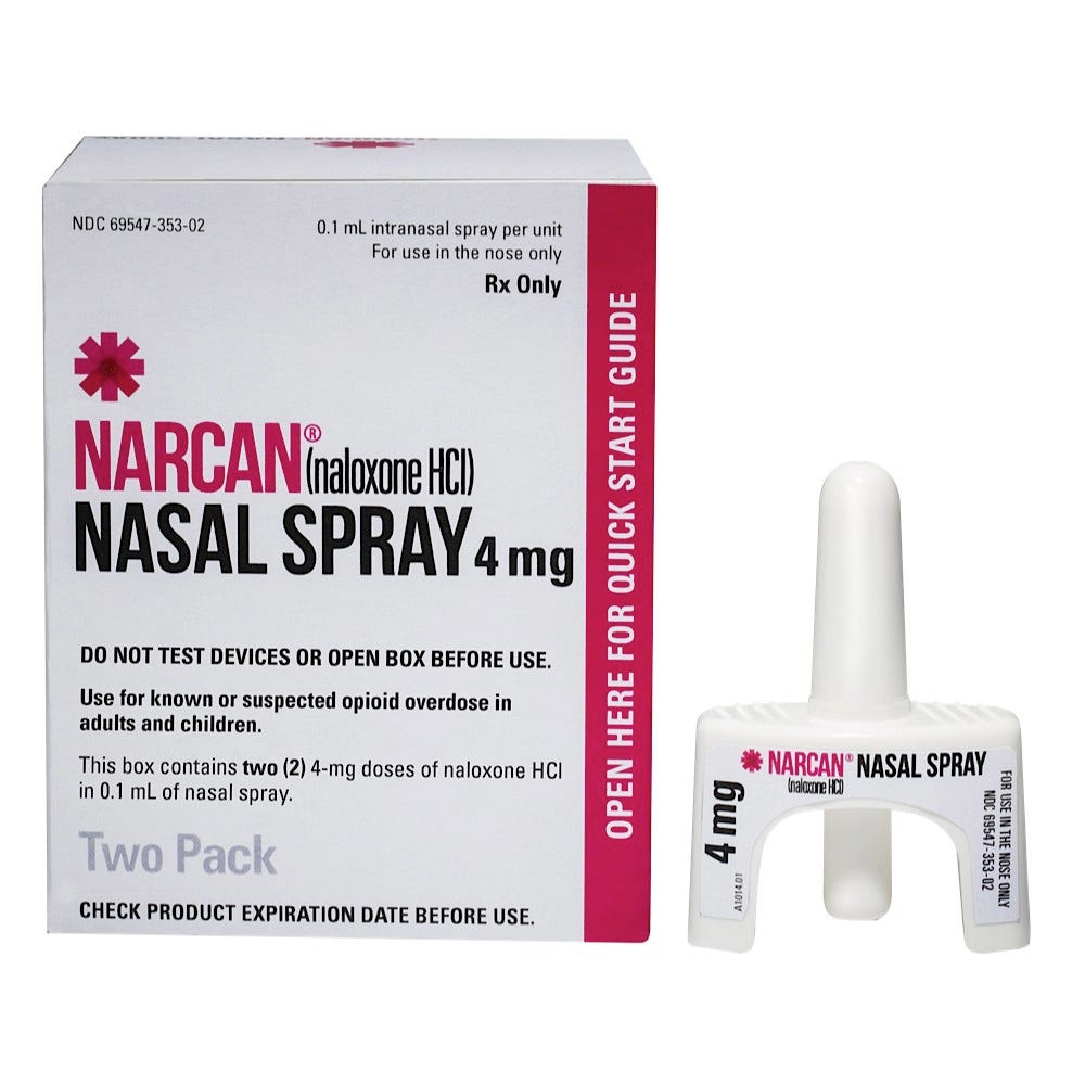 Narcan Opiate Antagonist Nalaxone HCI 4 mg Spray Bottle, 2/pack