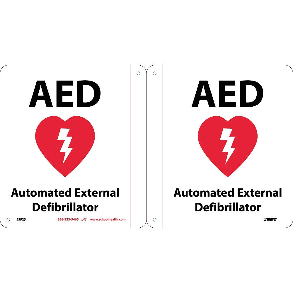 School Health Flat AED Wall Sign - 10" x 14"