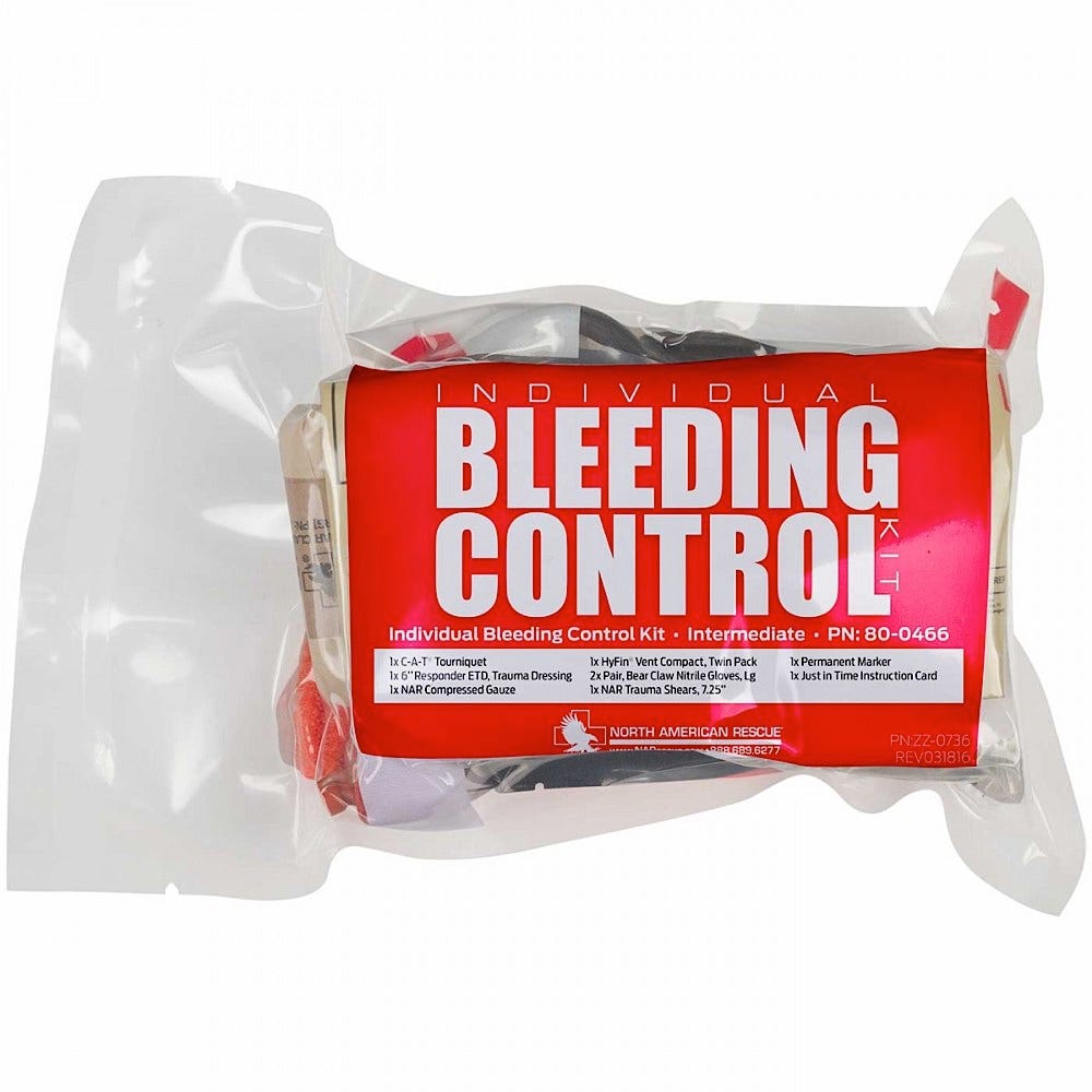 North American Rescue Public Access Individual Bleeding Control Kit, Vacuum Sealed - Intermediate