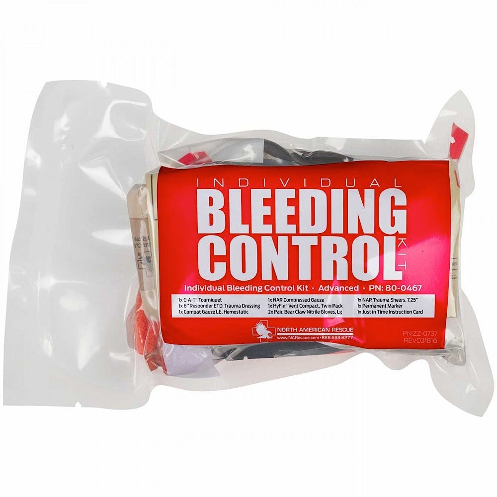 North American Rescue Public Access Individual Bleeding Control Kit, Vacuum Sealed - Advanced