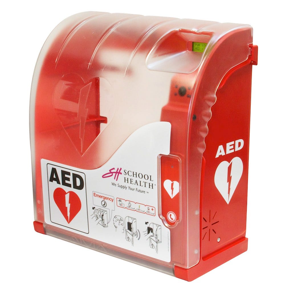 School Health 320 Smart Monitoring AED Cabinet with Presence GSM, 3G Alarm, Fan, and Heater