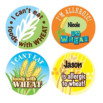 Wheat Allergy Stickers, 200/Roll