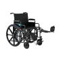 A black manual wheelchair with extended footrests, armrests, and large rear wheels thumbnail