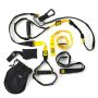 17378PS_00 = TRX Suspension Trainer set laid out on a white background, including yellow and black straps, rubber handles, an adjustable anchor system, a door anchor, and a black mesh carrying bag. thumbnail