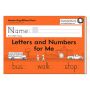 Close view of handwriting without tears, letters and numbers for me workbook with an orange cover for kindergarten students. Activities provide lessons in capitalization, lowercase letters, and numbers.  thumbnail