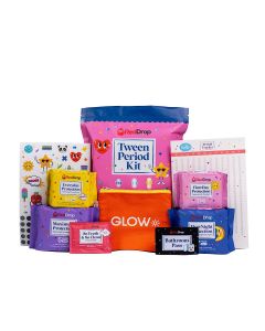 RedDrop Tween Period Kit - size 1; 2; 3& 4 pads; Red On-The-Go Pouch; Bathroom Pass; Period Tracker & Stickers

