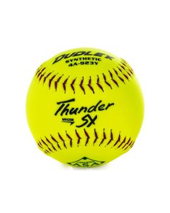 Dudley Thunder SY yellow synthetic softball with red stitching