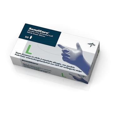 SensiCare Extended Cuff Powder-Free Nitrile Exam Gloves, Large