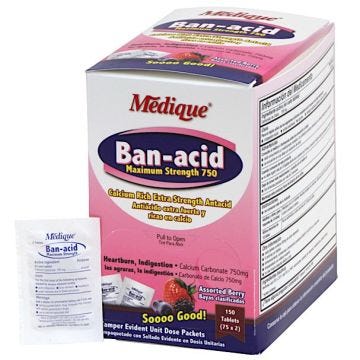 Medique Ban-acid Tablets 750mg Maximum Strength, Berry, 150/Bx