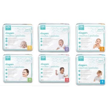 Medline Baby Diapers in Bags