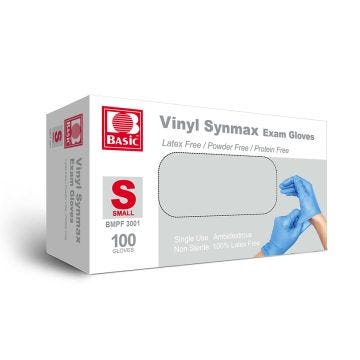 Synmax 4G Synthetic Vinyl Exam Glove, Powder Free, Small, 100/Box