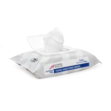 Front view of package of 72 School Health Alcohol-Free Hand Sanitizer Wipes