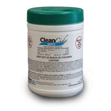 Front view of can of 60 CleanCide Wipes