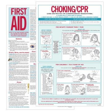 3-in-1 First Aid, Choking, CPR Chart 100/Pack
