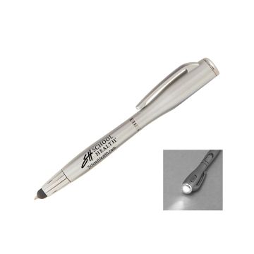 Front view of School Health Lantern Pen with Stylus Tip