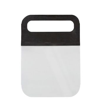 the elastishield economy face shield with black latex- free elastomer headband and disposable clear face shield