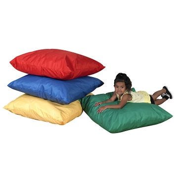 Cozy Floor Pillows Primary Colors Set of 4