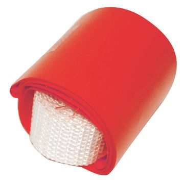 Front view of The Zone™ Red Triple Flag Football Belt rolled up