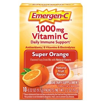 Emergen-C Orange Powder Packets, 10/Box