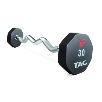 TAG 8-Sided Premium Ultrathane Fixed Barbell with EZ Curl Handle