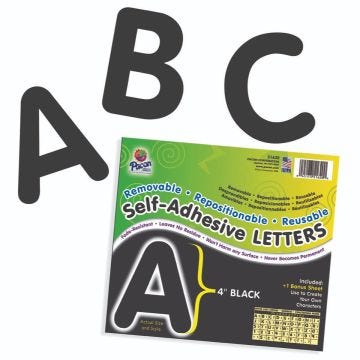 removable; repositionable and reusable self-adhesive 2 inch capital letters and numbers; 154 count
